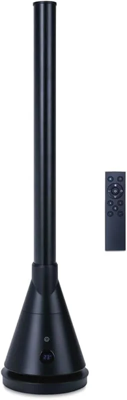 Newteck Ventilatore a Torre Aria Fredda Calore Dual 365 Nero Senza Pale, Riscaldamento Ceramica, Telecomando Oscillante, Termostato, 9 Livelli, Timer 8h, Temp. Regolabile, Touch screen, 1800W