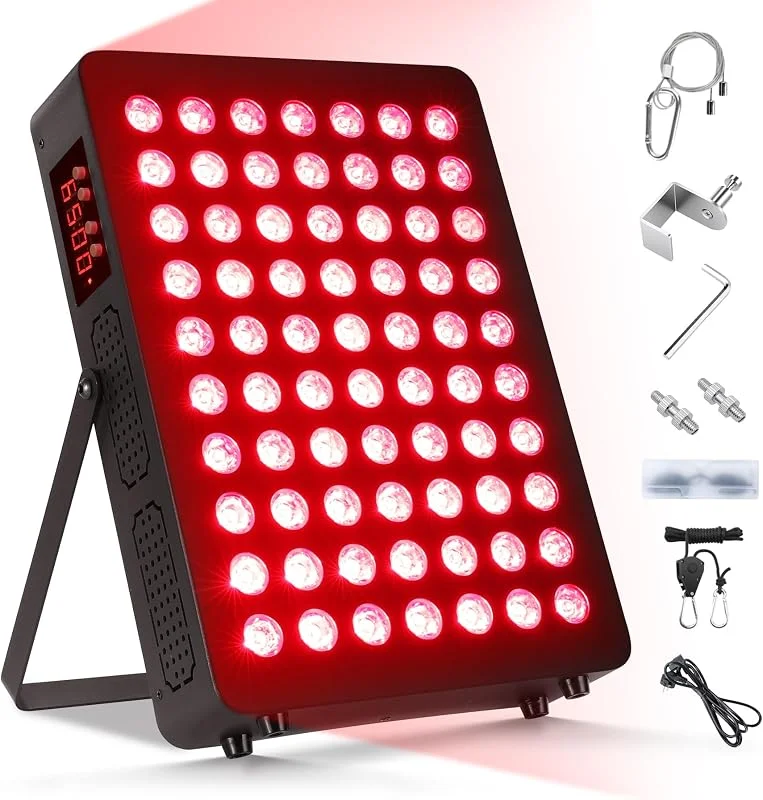 Red Light Therapy, Lampada Infrarossa 660nm & 850nm, Luce Rossa 120W Doppio Chip 70 LED, con Timer e Supporto Regolabile, Luce Rossa Terapia per Migliorare la Pelle, Alleviare il Dolore — Riscaldamento