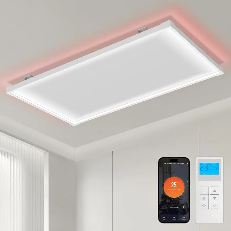 Daromigo Riscaldamento a infrarossi, montaggio a soffitto con termostato 770 W, riscaldamento a infrarossi, protezione da surriscaldamento, risparmio energetico, riscaldamento a infrarossi, pannello