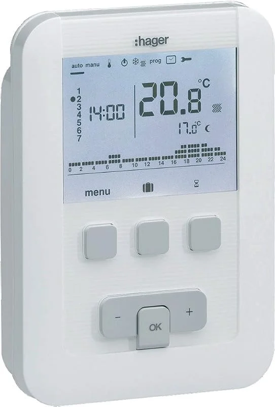 Hager Sistemas EK520 Termostato Ambiente Programmabile, Batterie — Riscaldamento