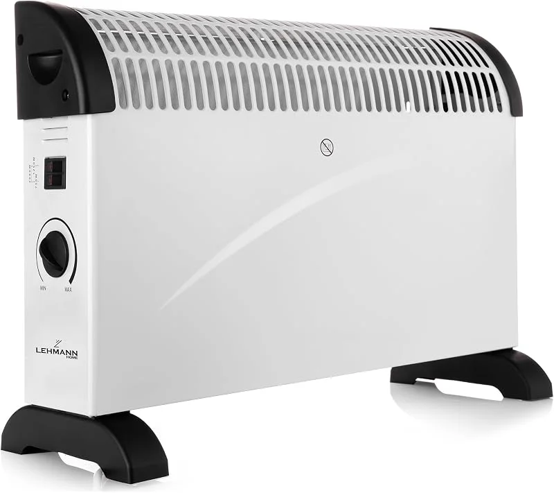 LEHMANN Termoconvettore Elettrico, 3 Livelli di Potenza 750, 1250, 2000 Watt, Riscaldamento a Convettore con Termostato, Protezione da Surriscaldamento, Silenzioso, Risparmio energetico, Bianco