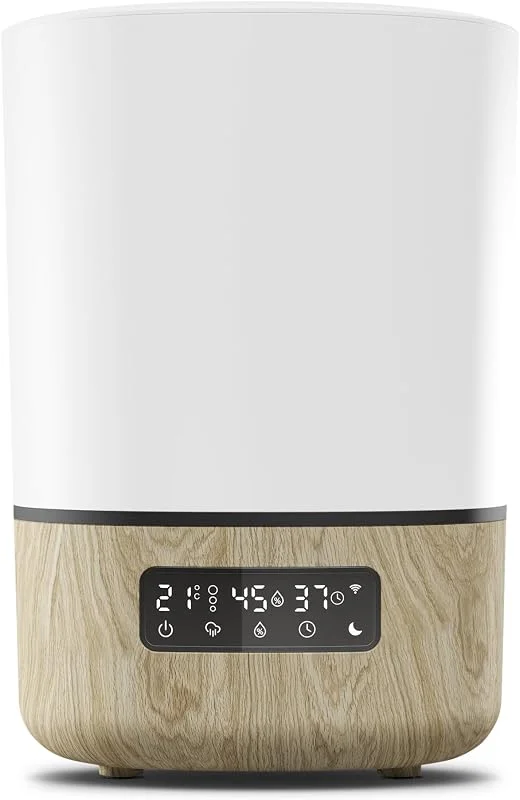 Maxi-Cosi Breathe Umidificatore a ultrasuoni, nebulizzatore silenzioso, autonomia 24 ore, contenitore per essenze, schermo LED, termometro igrometro, compatibile con Amazon Alexa e Google Home