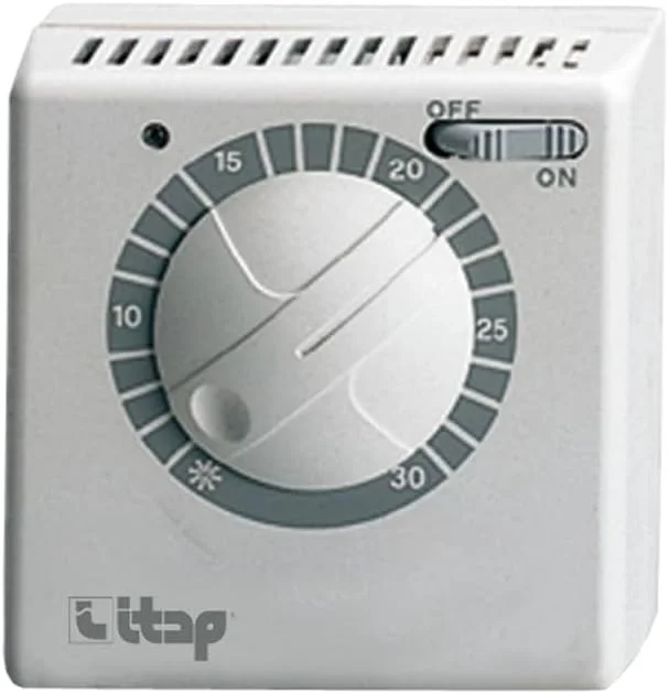 Schläfer 0940110 - Termostato Ambiente da Parete con Interruttore ON, OFF e Manopola di Regolazione, Termostato Meccanico a Rotella, Termostato per Riscaldamento, Funzione Antigelo Made in Italy