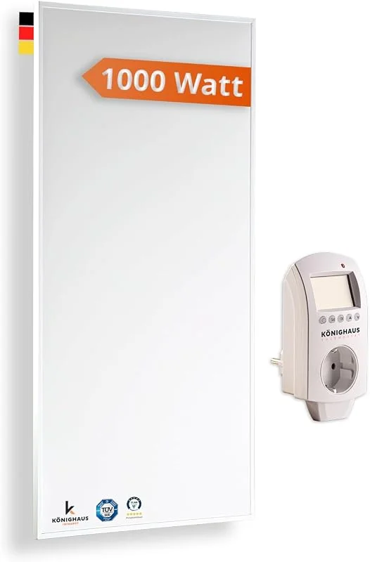 Könighaus pannello IR 1000 W – Termostato – Modello Eco – 14–26 m² — Riscaldamento