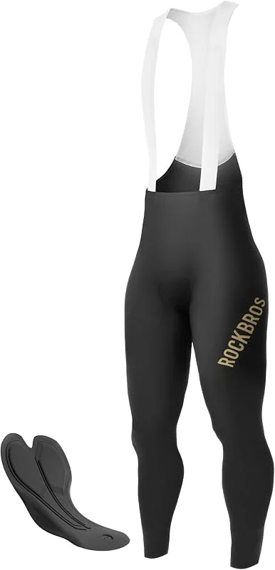 ROCKBROS Salopette Ciclismo Uomo Estivo, Pantaloni Lunghi a Bretella Bici con Fondello Senza Cuciture Imbottiti Traspirante Elastico e Asciugatura Rapida, per MTB Bici da Strada Bicicletta — Abbigliamento riscaldato