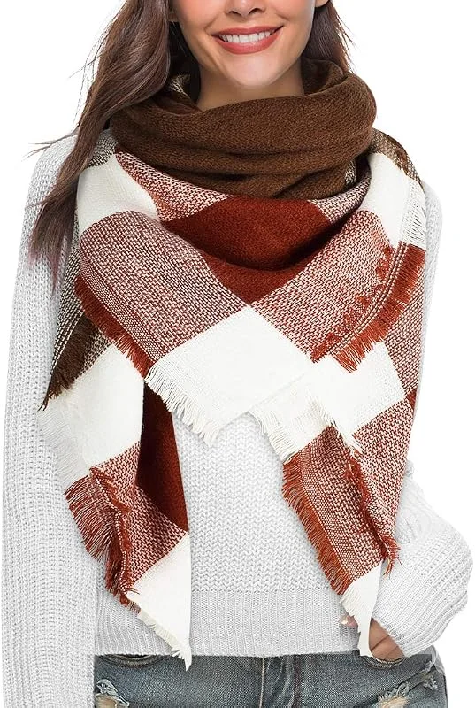 heekpek Moda Nappe Morbido Donne Sciarpa Avvolgere Scialle Scarf Wrap Caldo Modello Lattice Scialle Stole con Nappa Stile Quadrato — Abbigliamento riscaldato