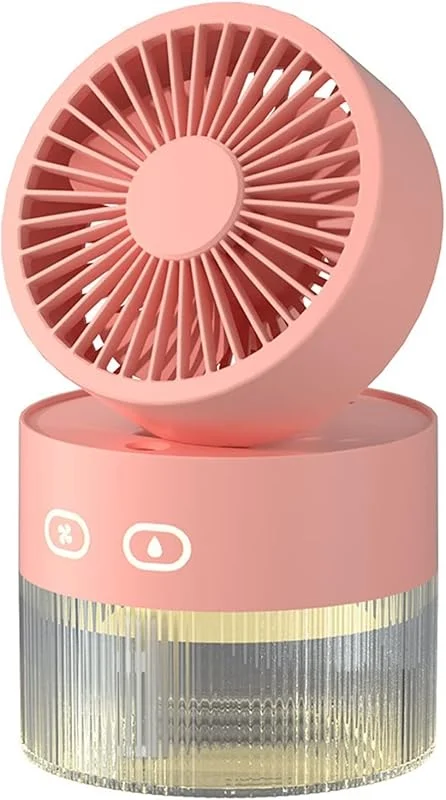 Umidificatore Ventilatore portatile Umidificatore d'aria 350ml Raffreddatore d'acqua Ventilatore da tavolo 1500mAh Ventilatore ricaricabile USB Diffusore di oli essenziali Luce notturna Ventilatore fo