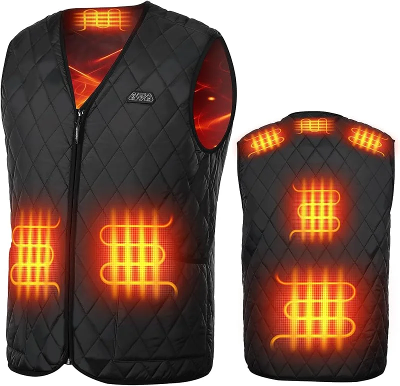 KEMIMOTO Gilet Riscaldato Uomo, Elettrico Gilet Riscaldato con 8 Elementi Riscaldanti, USB Giubbotti Riscaldati con 3 Temperature per Lavoro Sci Escursionismo Caccia Moto (Senza Batteria) — Abbigliamento riscaldato
