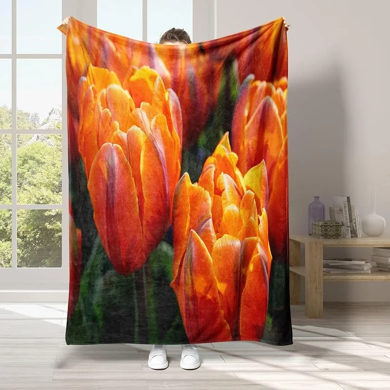 Luminoso Coperta di Flanella 220x240cm, Fiori Blanket Morbido Caldo e Confortevole, Modello di Copert con Stampa 3D, Adatto a Tutte le Stagioni — Riscaldamento
