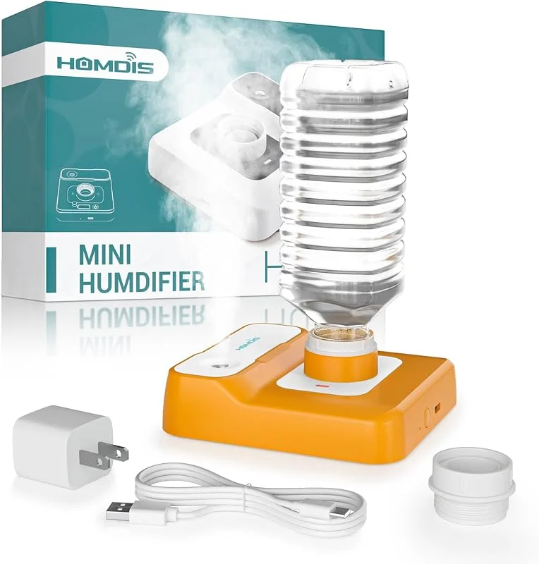 Umidificatore portatile, ricaricabile, per viaggi, camera da letto, ufficio, scrivania, piante, mini umidificatore a nebbia fredda, silenzioso, 23 dB, con 2 modalità di nebulizzazione e