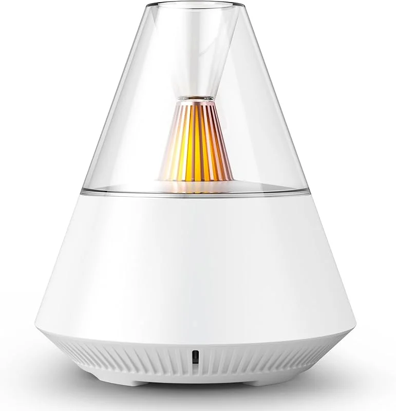 Diffusore di oli essenziali, diffusore elettronico per aromaterapia, umidificatore a ultrasuoni con luce notturna a candela, spegnimento automatico, stile minimalista moderno, bianco