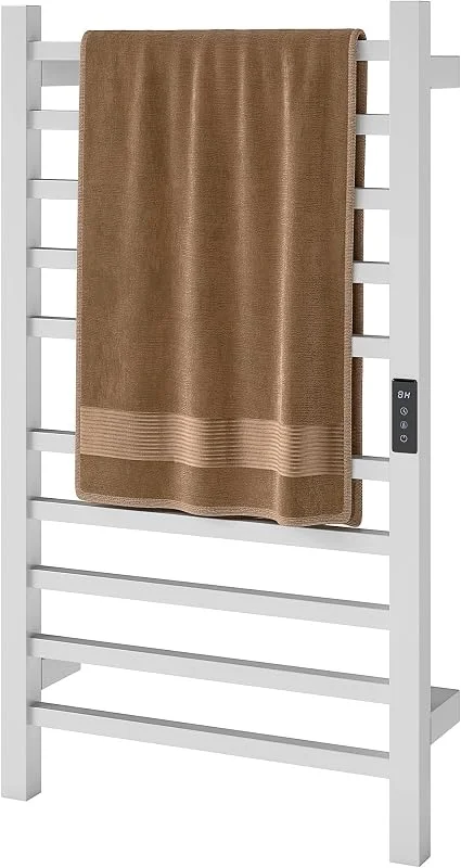 HOMCOM Scaldasalviette Elettrico Smart a 10 Barre 45x11x80 cm Bianco — Riscaldamento