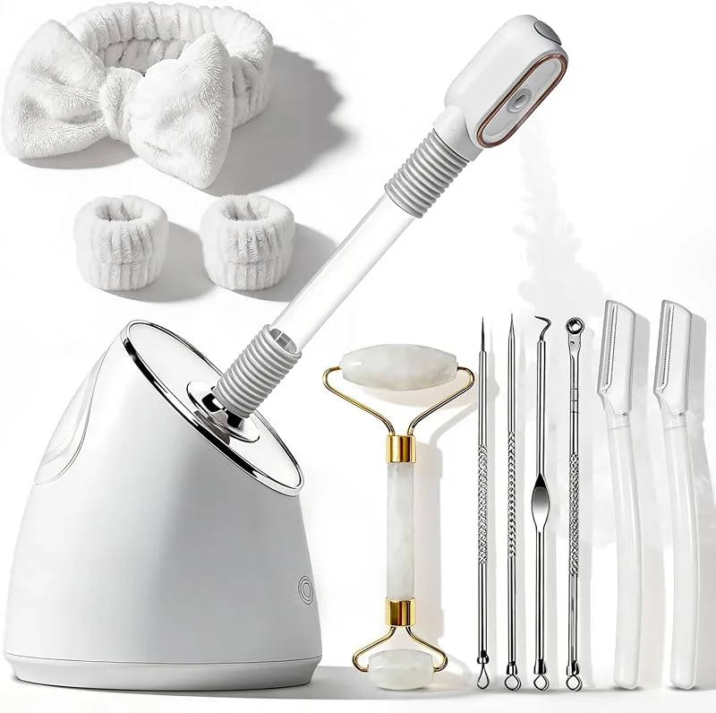 Pjordo Kit per la pulizia profonda dei pori, vaporizzatore viso nano ionico per una pulizia profonda dei pori, umidificatore a vapore per viso, sauna a casa, spa, regali per la cura di sé per donne — Cura della pelle