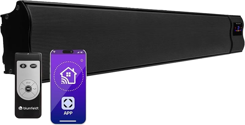 Klarstein Stufa Elettrica Basso Consumo, Colonnina Elettrica da Giardino 2400W, Termosifone Elettrico, Pannello Radiante Infrarossi con Telecomando, Stufetta Smart WIFI App, No CO2 — Riscaldamento