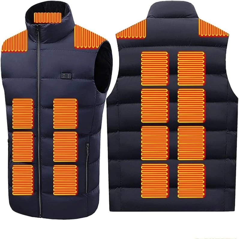 Gilet riscaldante Termico 15 Zone Regolabile USB Elettrico riscaldato Gilet Invernale Unisex for Esterni (Senza Batteria)(Bleu, XL(62.5-67.5kg)) — Abbigliamento riscaldato