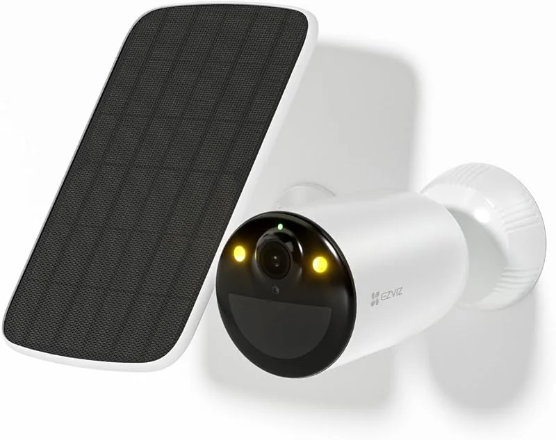 EZVIZ CB3 4G LTE Kit Telecamera da Esterno Senza Fili 2K con Pannello Solare, Batteria 5200 mAh, Rilevamento Persone, Veicoli con AI, Audio Bidirezionale, Visione Notturna a Colori, IP65 — Riscaldamento