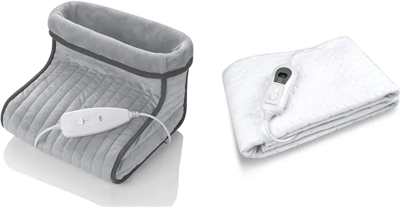 Medisana FWS Scaldapiedi Riscaldamento Elettrico dei Piedi, 3 Livelli di Temperatura, Spegnimento Automatico & HU 665 Sottocoperta Elettrica, 150 X 80 cm, Spegnimento Automatico
