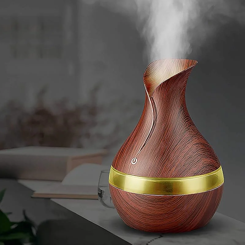 PROFUMATORE AMBIENTE DIFFUSORE ESSENZE UMIDIFICATORE LED RGB 300ML JAN08 (Legno Scuro)