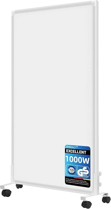 Pannello Radiante Infrarossi 1000W, Stufetta Elettrica con Ruote — Riscaldamento
