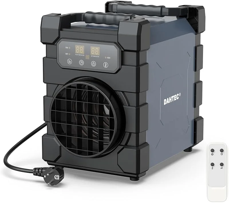 DAHTEC Termoventilatore Professionale 3000W - Stufetta Elettrica - ECO & Involucro Robusto in Acciaio - WIFI, Telecomando Senza Fili, Display Digitale — Riscaldamento
