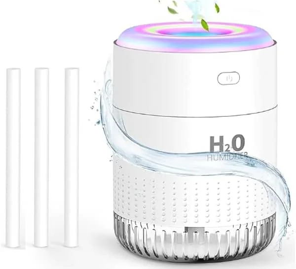 SZO Umidificatore per cameretta dei bambini Umidificatore Mini Umidificatore per uso interno Umidificatore per interni con luce Led, Funzione di autospegnimento e due modalità di nebulizzazione