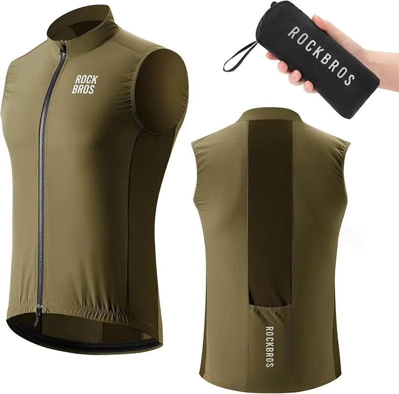 ROCKBROS Gilet Antivento Ciclismo Uomo, Maglia da Ciclismo Senza Maniche, Gilet Bici Sportivo Traspirante e Leggero, Portatile e Pieghevole, per Bicicletta Running Corsa Trekking — Abbigliamento riscaldato