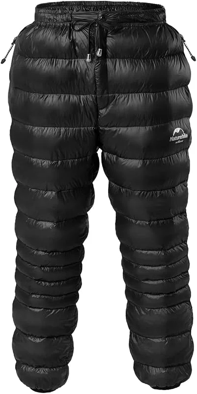 Naturehike Piuma D'Anatra Pantaloni Termici Invernali con Tasche Laterali Ultraleggero da Sci Pantaloni Impermeabili Uomo Donna Neve Arrampicata Escursionismo Nero Vita Alta — Abbigliamento riscaldato