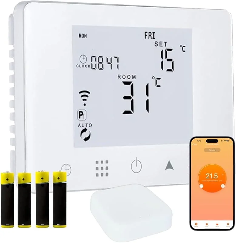 CRONOTERMOSTATO WIFI A BATTERIE PROGRAMMABILE SMARTPHONE APP ALEXA TERMOSTATO CALDAIA DA PARETE O BOX 503 con Gateway Zigbee — Riscaldamento