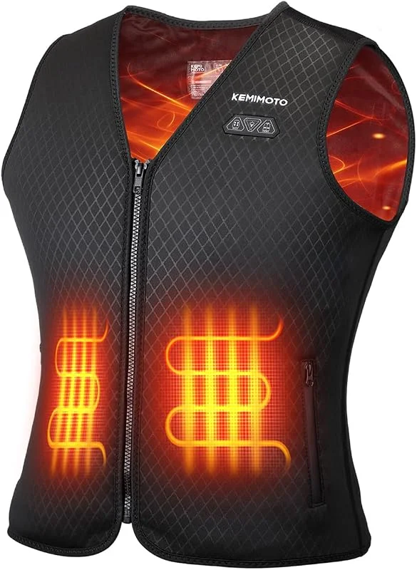 KEMIMOTO Gilet Riscaldato Donna, Elettrico Gilet Riscaldato con Batteria 10000mAh, USB Giubbotti Riscaldati con 3 Temperature per all’aperto Lavoro Sci Escursionismo Caccia Moto(Con Batteria 10000mAh) — Abbigliamento riscaldato