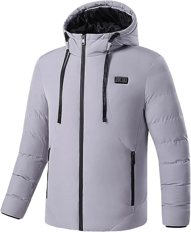 Generic Giacca Riscaldato con Cappuccio, Giacca Invernale Uomo Donna Calda con 3 Livelli di Riscaldamento, Porta di Ricarica USB, Cappotti Impermeabile — Abbigliamento riscaldato