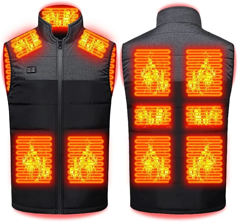 Gilet riscaldato per uomo e donna, giacca riscaldante elettrica USB con 11 zone di riscaldamento, gilet leggero riscaldato, per pesca e caccia — Abbigliamento riscaldato
