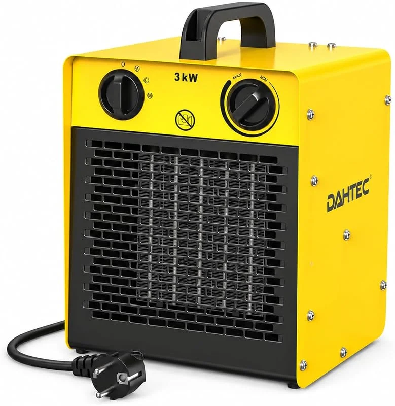 DAHTEC Termoventilatore Ceramico 3000W con Termostato, 3 Livelli, Portatile — Riscaldamento