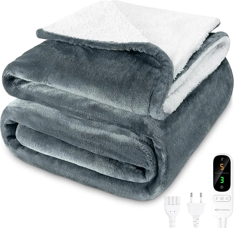 MYCARBON Coperta Elettrica 180x160cm Lavabile, 6 Livelli di Temperatura — Riscaldamento