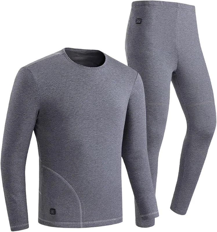 Generisch Set di biancheria intima termica da uomo, in peluche di cotone con funzione di riscaldamento USB, per zone invernali, resistente al freddo, abbigliamento riscaldato intelligente per coppie
