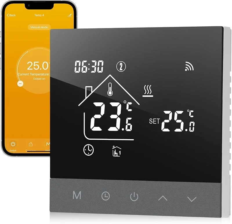 Termostato WiFi per Riscaldamento Elettrico, Tuya Intelligente Termostati Ambiente Programmabile Digitale Touchscreen per Riscaldamento a Pavimento Compatibile con Alexa16A TS4G
