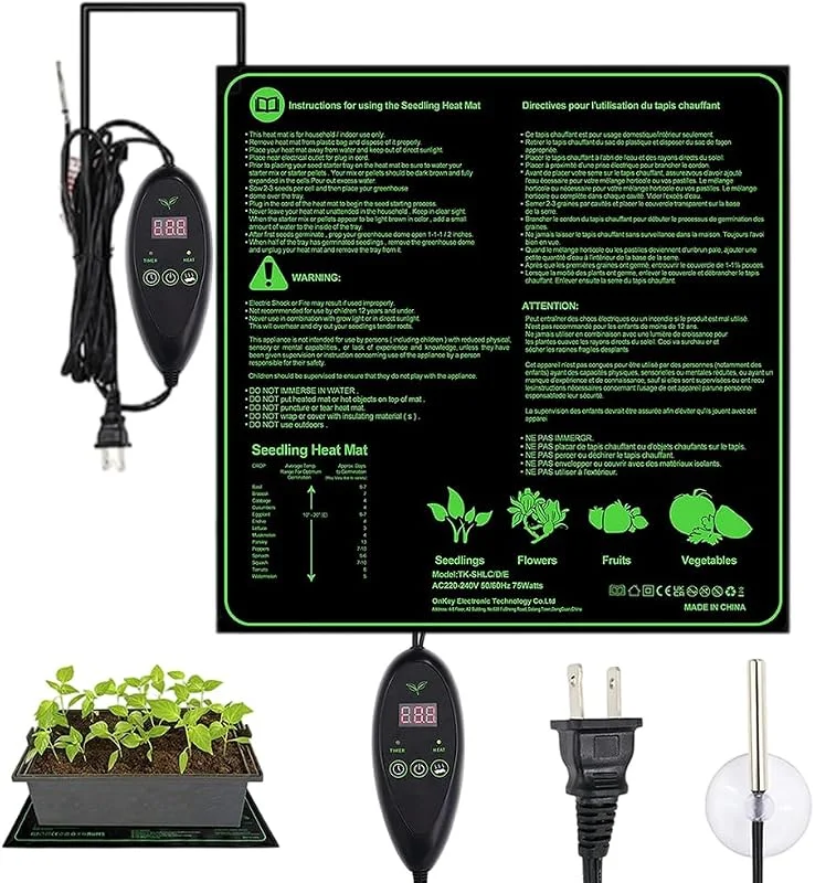 Mineup 75W Tappetino Riscaldante per Piante, 50x50cm Tappetino Termico, Tappeto Riscaldante Piante, Tappeti Riscaldanti con Termostato per Germinazione di Piantine Rettili — Riscaldamento