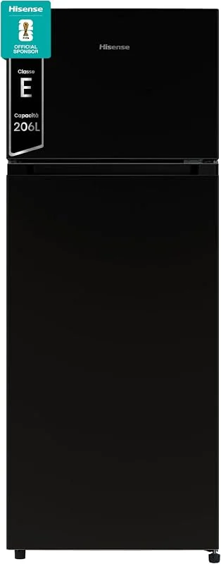 Hisense RT267D4ABE Frigorifero Doppia Porta, Capacità netta 206 L, Nero, Illuminazione Led, Porte reversibili, Ripiani in vetro modulari — Riscaldamento