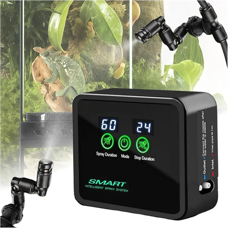 Nebulizzazione Terrario Rettili, Umidificatore per Terrario Rettili con Ugelli a 360° e Timer, Sistema di Nebulizzazione Intelligente per Rettili Piante Tropicali Anfibi