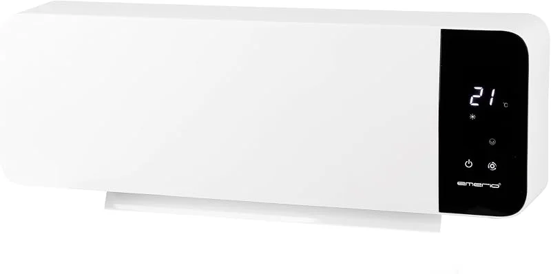 EMERIO Termoventilatore da parete, 2000 W, timer regolabile per settimane, elemento riscaldante PTC (ceramica), 2 livelli di riscaldamento, termostato regolabile, finestra aperta, rilevazione