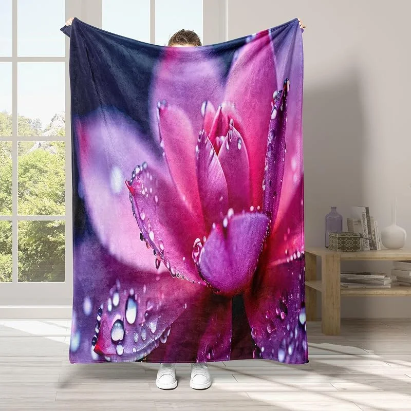 Rugiada Coperta di Flanella 220x240cm, Petalo Blanket Morbido Caldo e Confortevole, Modello di Copert con Stampa 3D, Adatto a Tutte le Stagioni — Riscaldamento