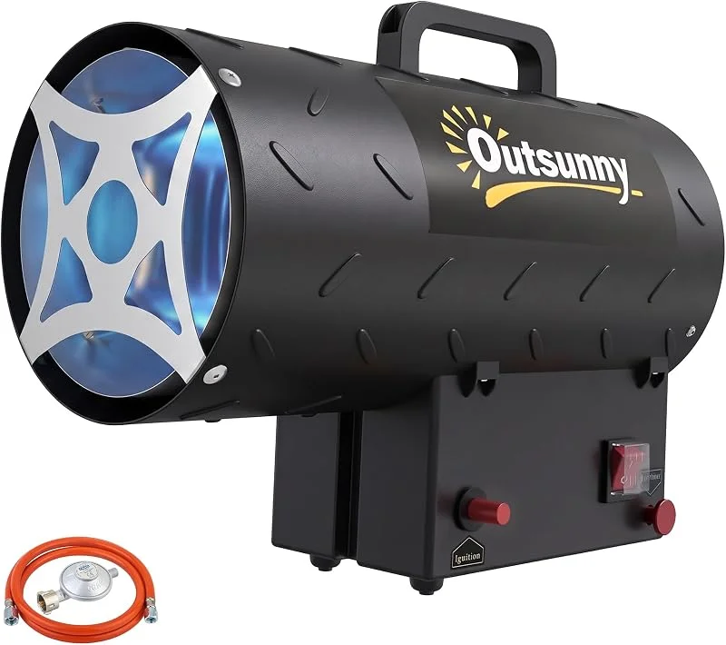 Outsunny Riscaldatore a Gas Esterno Cannone 10kW, Accensione Piezoelettrica — Riscaldamento