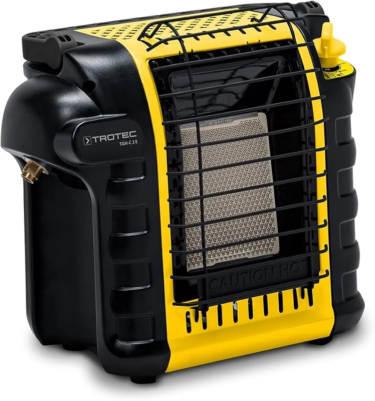 TROTEC Stufa a gas TGH-C 2 E 2, 6 kW, riscaldamento a gas da campeggio con accensione piezoelettrica, 2 livelli di calore, sensore ODS e protezione antiribaltamento, stufa per esterni, per campeggio