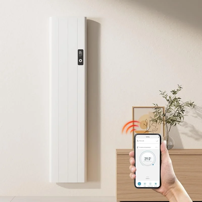 EMKE Termoconvettore Elettrico da Parete 1000W, Bianco, Display LCD — Riscaldamento
