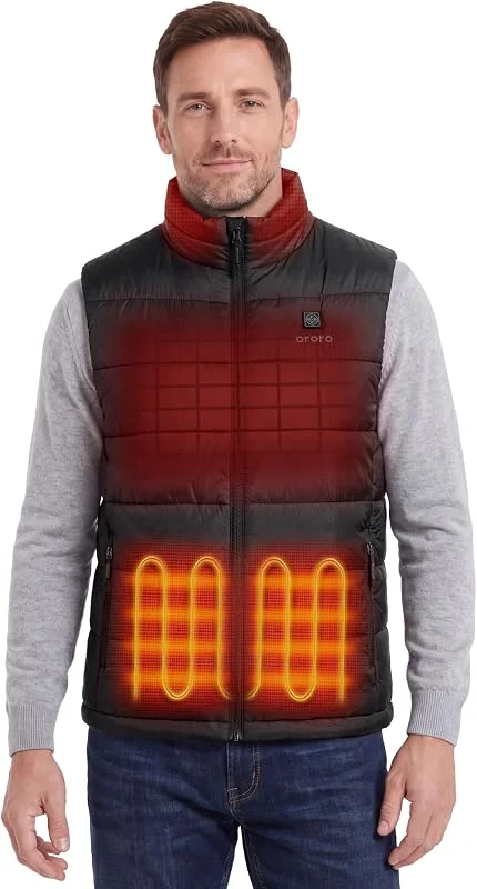 ORORO Gilet Riscaldato Uomo con Batteria - Maglia Elettrica Smanicata - Caricatore Non Incluso — Abbigliamento riscaldato