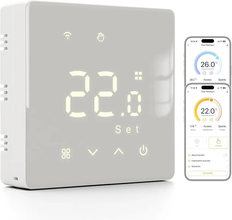 Termostato Wi-Fi alimentato a batteria, modello per caldaia, 3A bianco — Riscaldamento