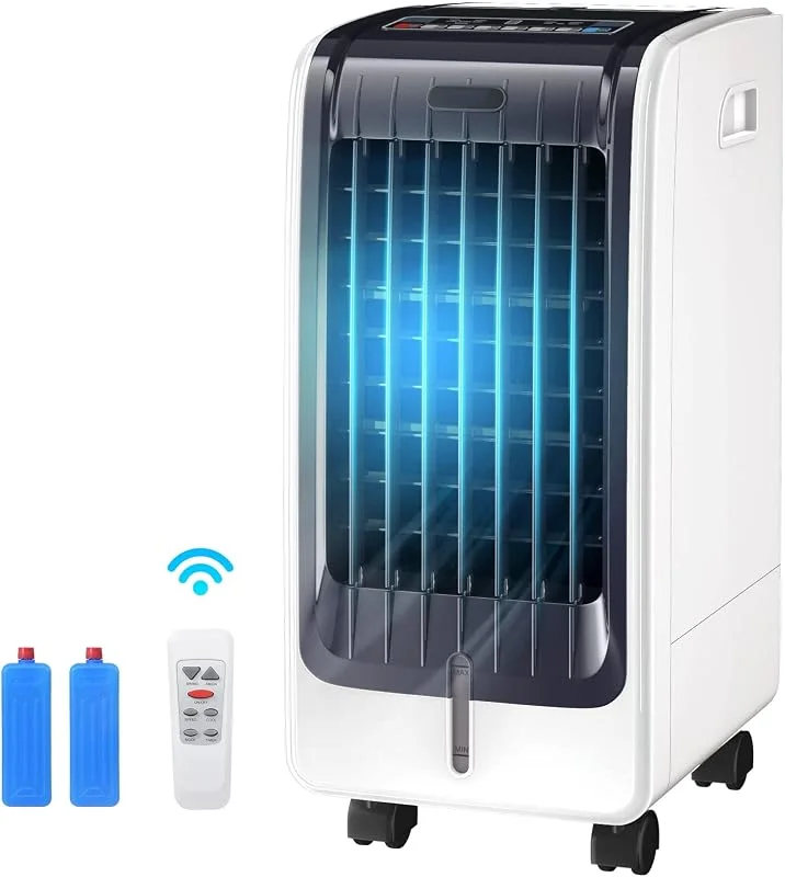 RELAX4LIFE 4 in 1 Raffrescatore d'Aria Evaporativo con Telecomando, Ventilatore, Umidificatore, Serbatoio Acqua 6L e Timer 8H