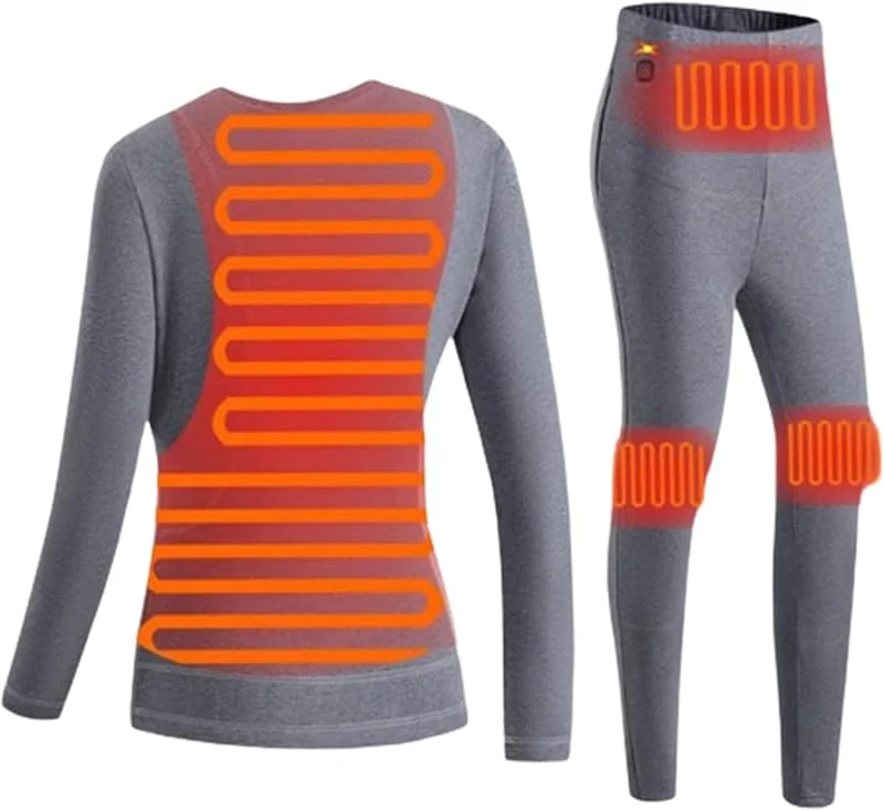Set di biancheria intima termica da donna, set di biancheria intima termica invernale riscaldata elettrica, lavabile regolabile, per la stagione fredda superiore inferiore — Abbigliamento riscaldato