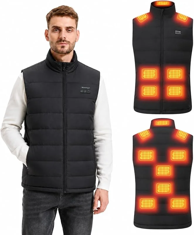 Gilet riscaldante da uomo, giacca riscaldata da uomo con 15 cuscinetti riscaldanti e 3 livelli di calore, perfetto per l'inverno, all'aperto e l'uso quotidiano (power bank non incluso) — Abbigliamento riscaldato