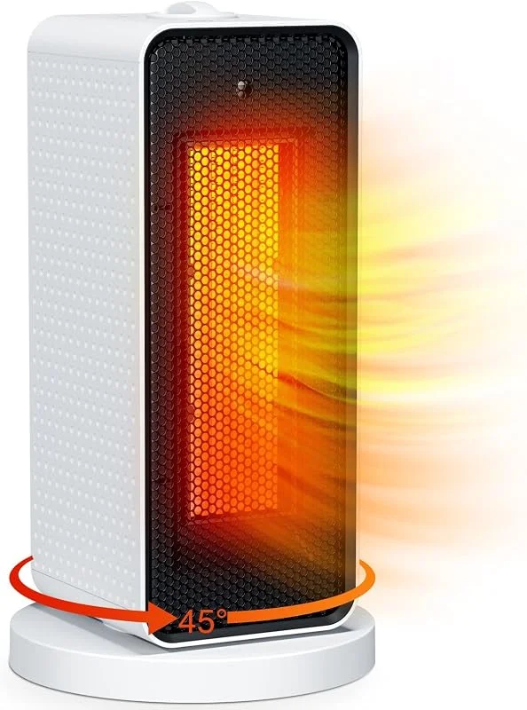 Qoosea Stufetta Elettrica Basso Consumo Bagno con Termoventilatore 1200W 3 Impostazioni di Temperatura Stufa Scaldino Elettrico Basso Consumocon Termostato per Casa Ufficio(Bianco) — Riscaldamento