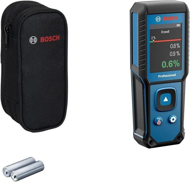 Bosch Professional Igrometro senza pin GMM 1-15 (non invasivo, misura 37 tipi di legno e 10 materiali da costruzione, protezione IP65, 2 batterie AA, custodia) — Umidificatore